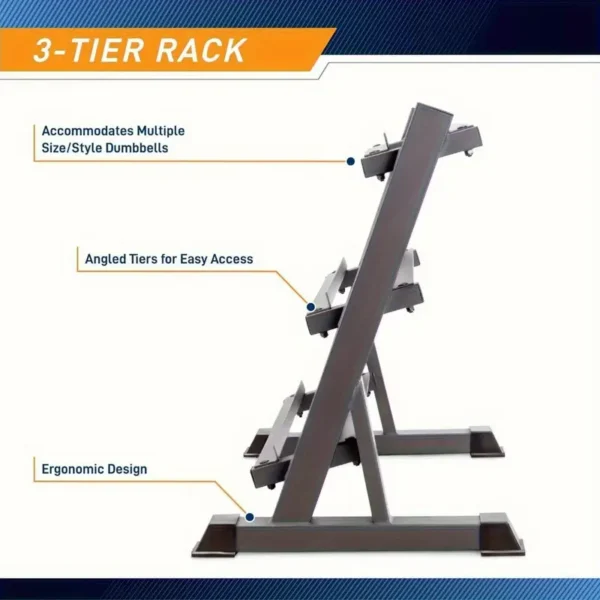 79884c375597d7ea1a53fd2602046809_1745452511688.webp 3 Tier Heavy Duty Adjustable Dumbbell Rack